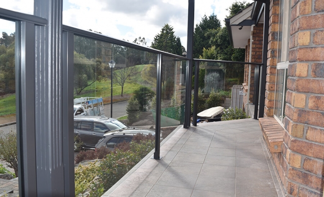 Residential balcony with a glass balustrade